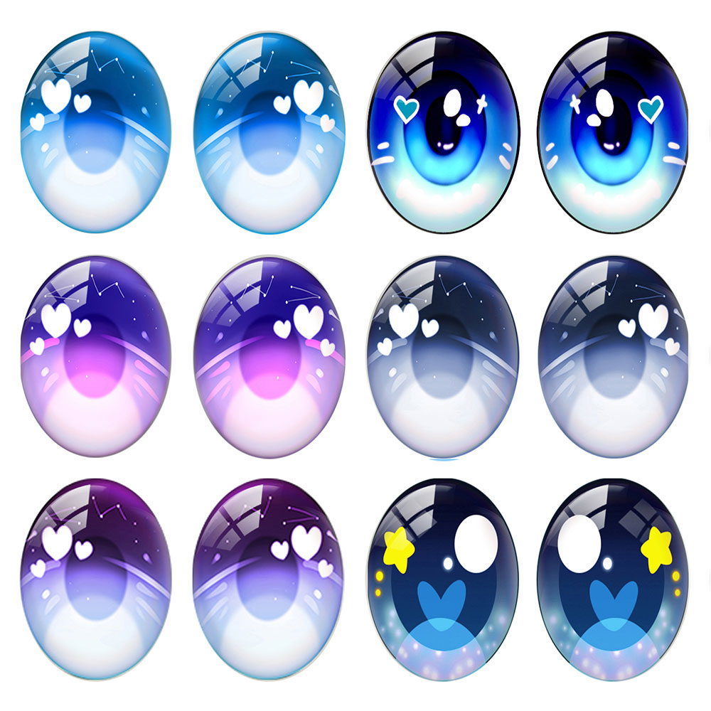 Art Craft Eyes - 5pairs/lot Oval Blue Bling Cartoon Doll