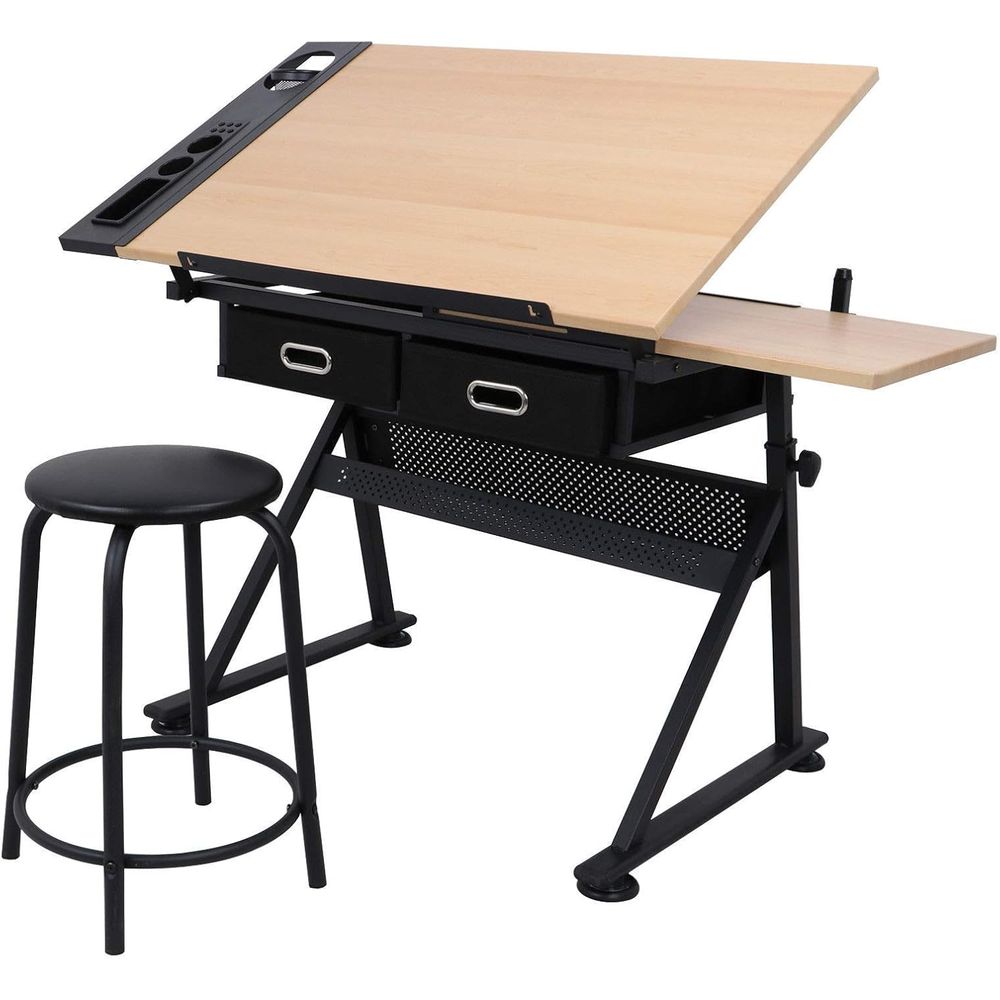 Art & Craft On Wild Animals For Preschoolers - Ergonomic Adjustable Height Desk with Stool,
