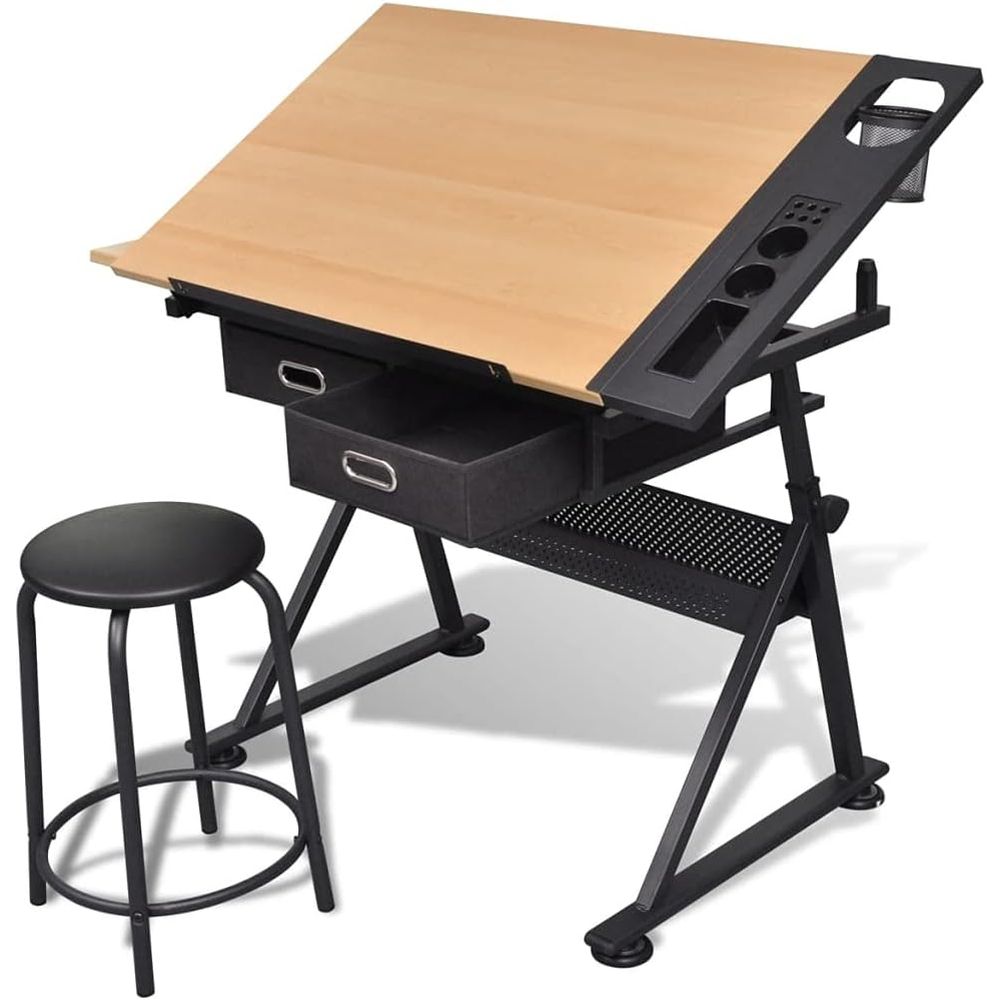 Art & Craft On Wild Animals For Preschoolers - Adjustable Height Drafting Table with Storage
