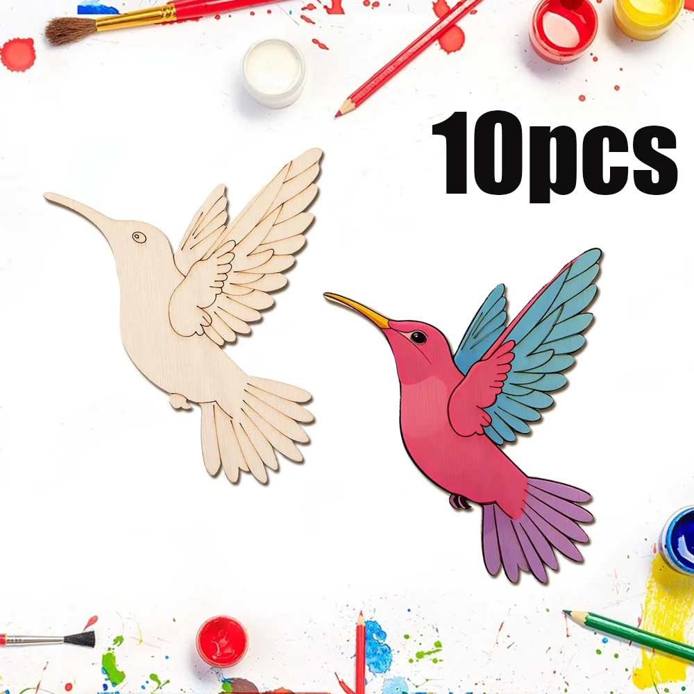 Art & Craft On Wild Animals For Preschoolers - 10pcs Unfinished Wood Animal Bird Cutouts,Wooden