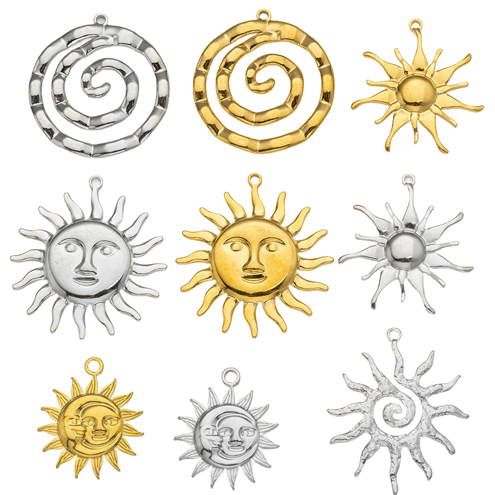 Art Craft Activity - 5pcs Stainless Steel Celestial Sun Charms