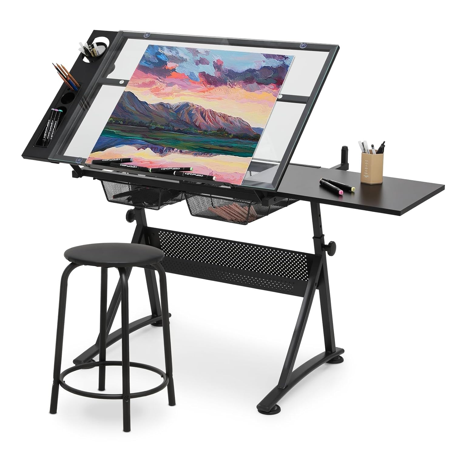 Art & Craft On Wild Animals For Preschoolers - Drafting Table with Height Adjustable Glass