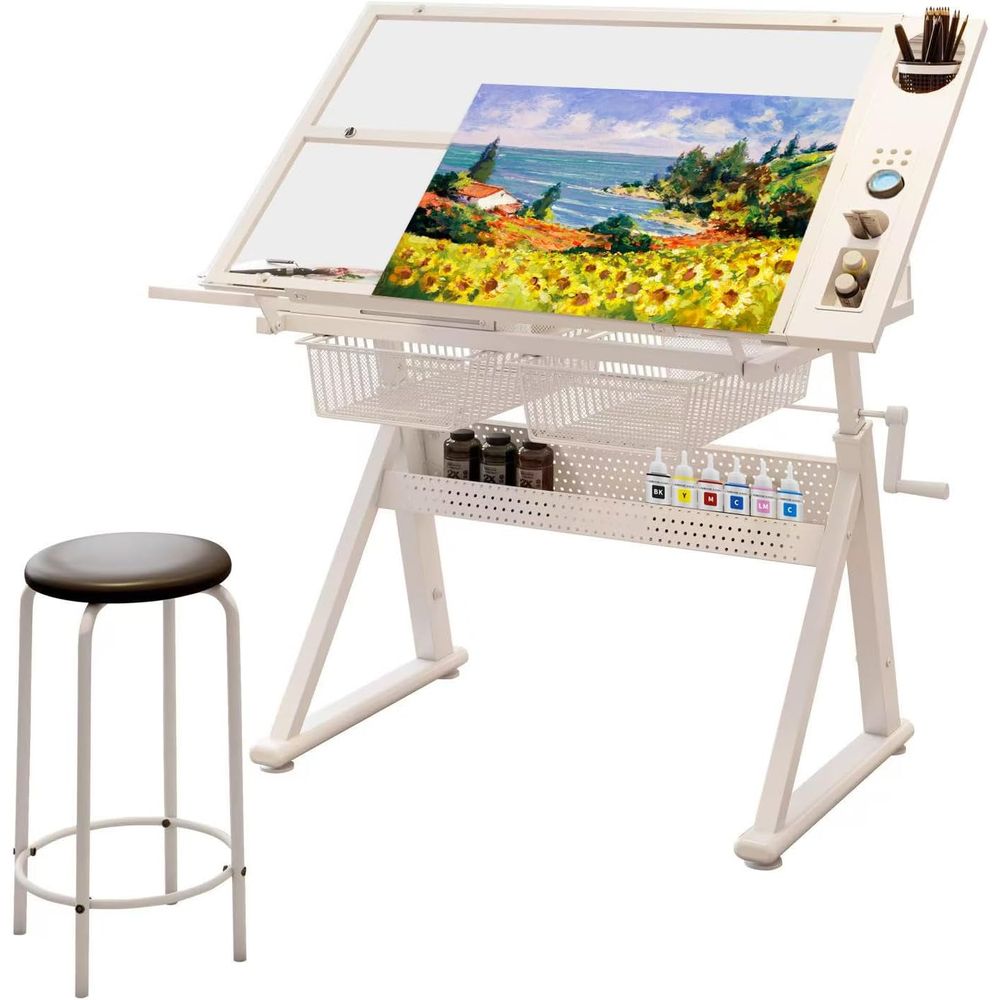 Art & Craft On Wild Animals For Preschoolers - Adjustable Art Desk with Tempered Glass