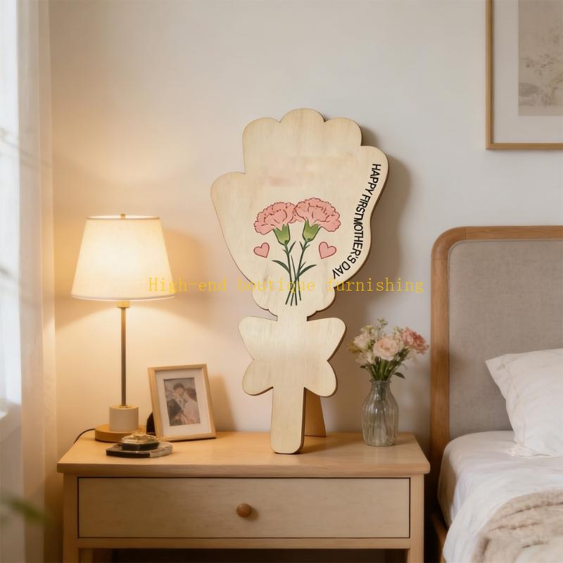 L9NB Wooden Hand Painted Flowe - Art Craft Mother'S Day 评论和价格