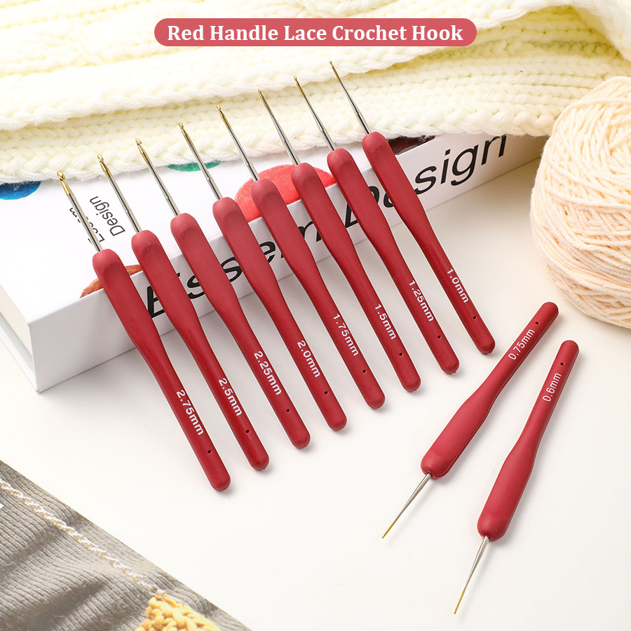 10pcs Red Crochet Set Kit Sili - Crochet Hook Set 评论和价格