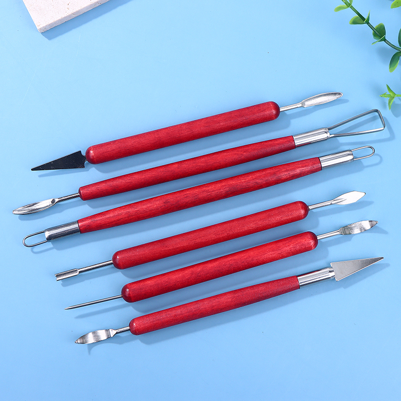 6Pcs/Sets Red Wood Handle Doub - Polymer Clay Set 评论和价格