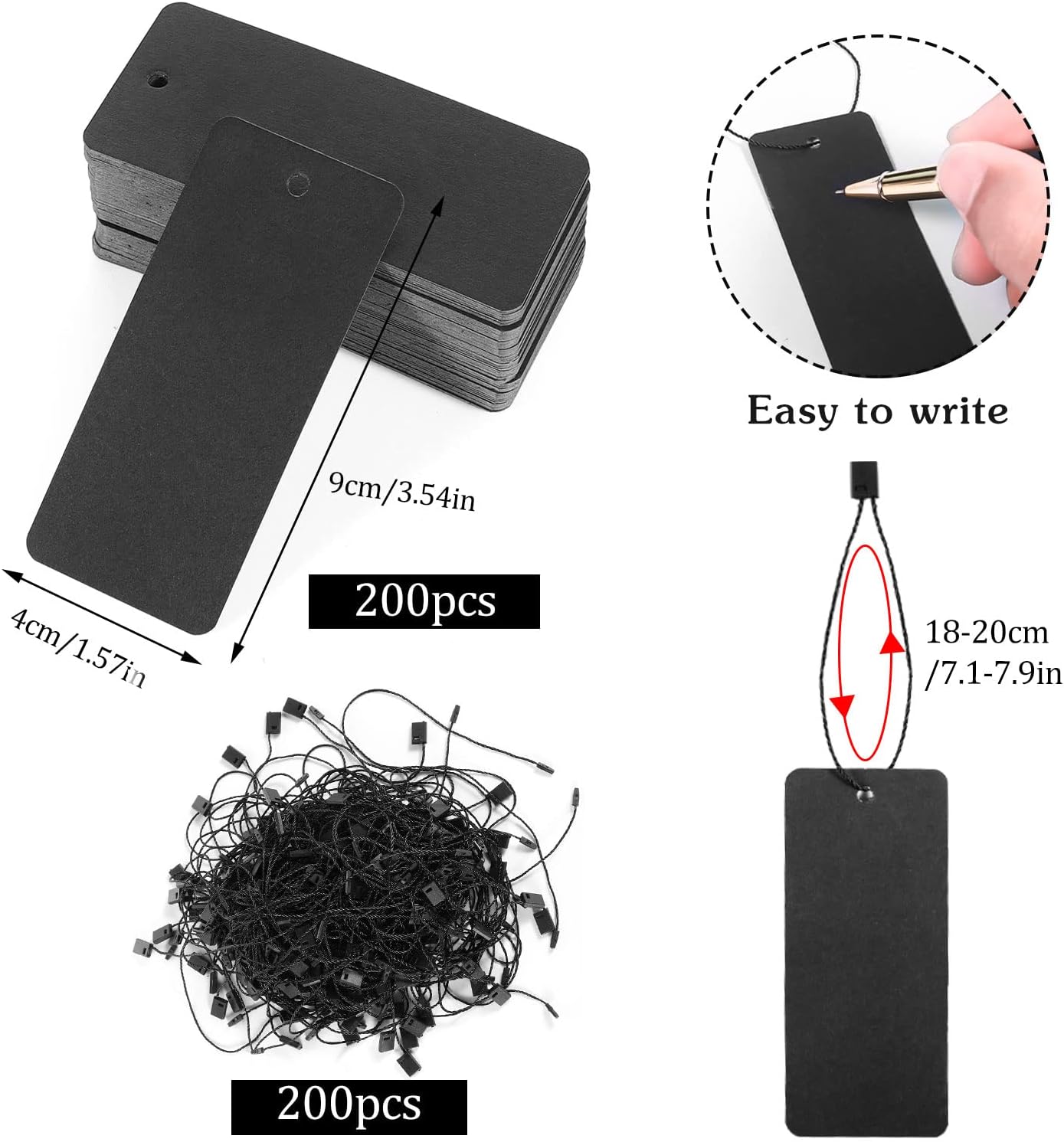200 Black Paper Clothing Tags  - Art Craft Display 评论和价格