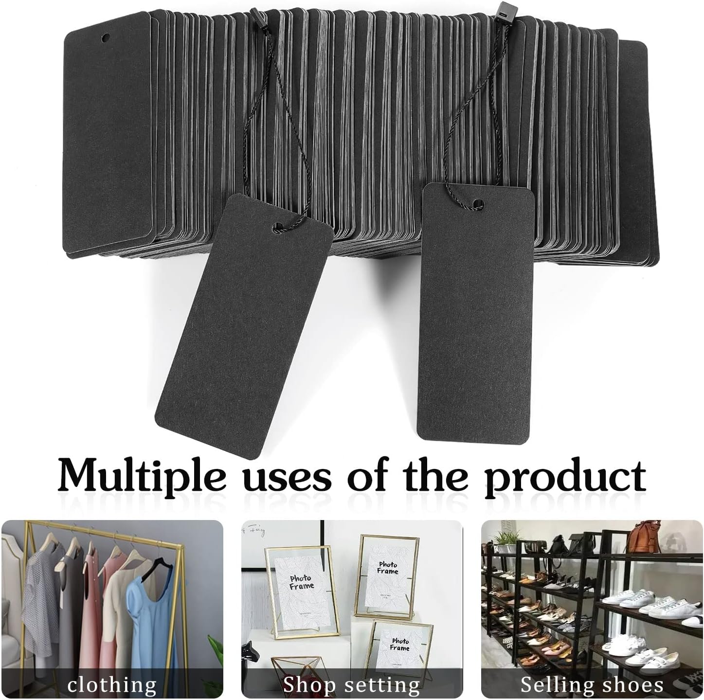 200 Black Paper Clothing Tags  - Art Craft Display 评论和价格