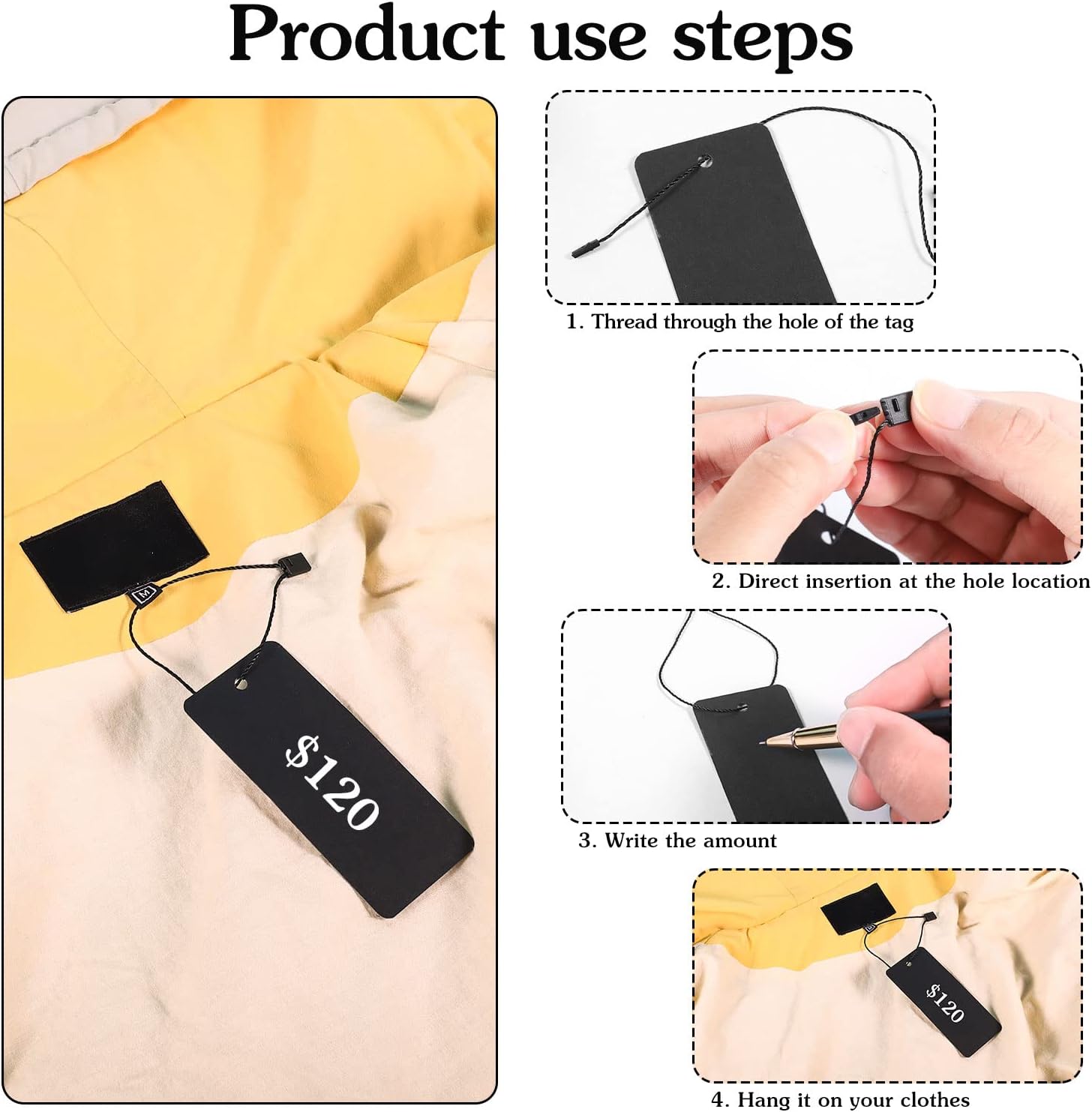 200 Black Paper Clothing Tags  - Art Craft Display 评论和价格