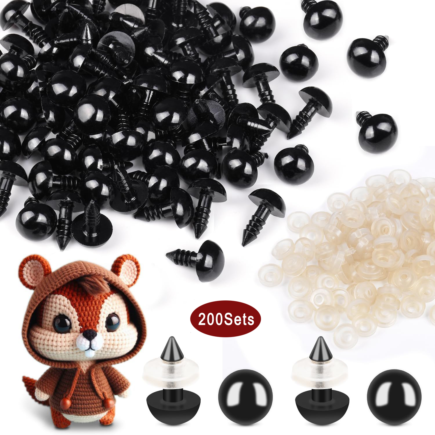 200Sets 8mm Safety Eyes for Cr - Art Craft Eyes 评论和价格