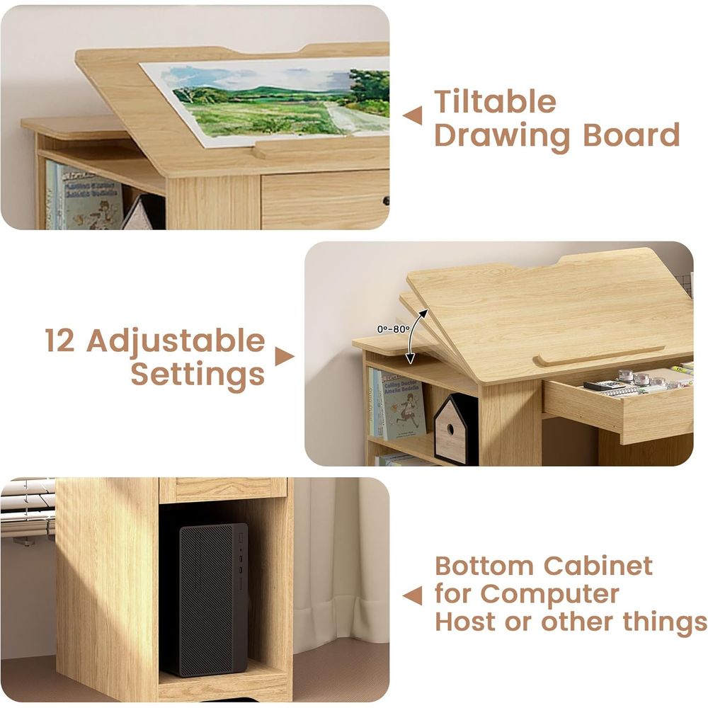Adjustable Desk with Storage,  - Art & Craft On Wild Animals For Preschoolers 评论和价格