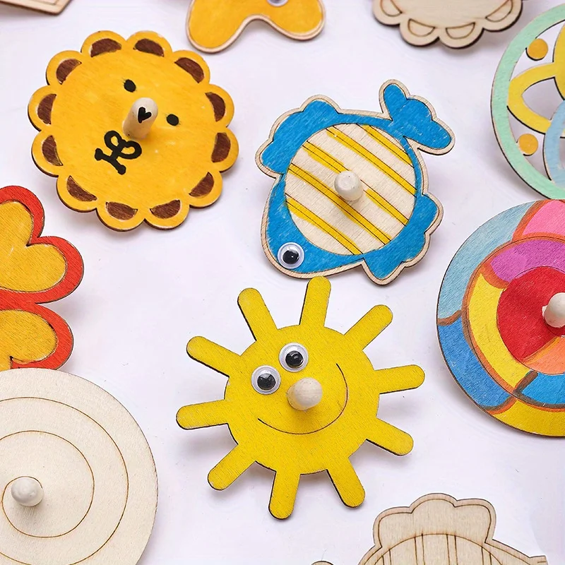 16pcs Wooden Spinning Top Craf - Art Craft Ideas For Kids 评论和价格