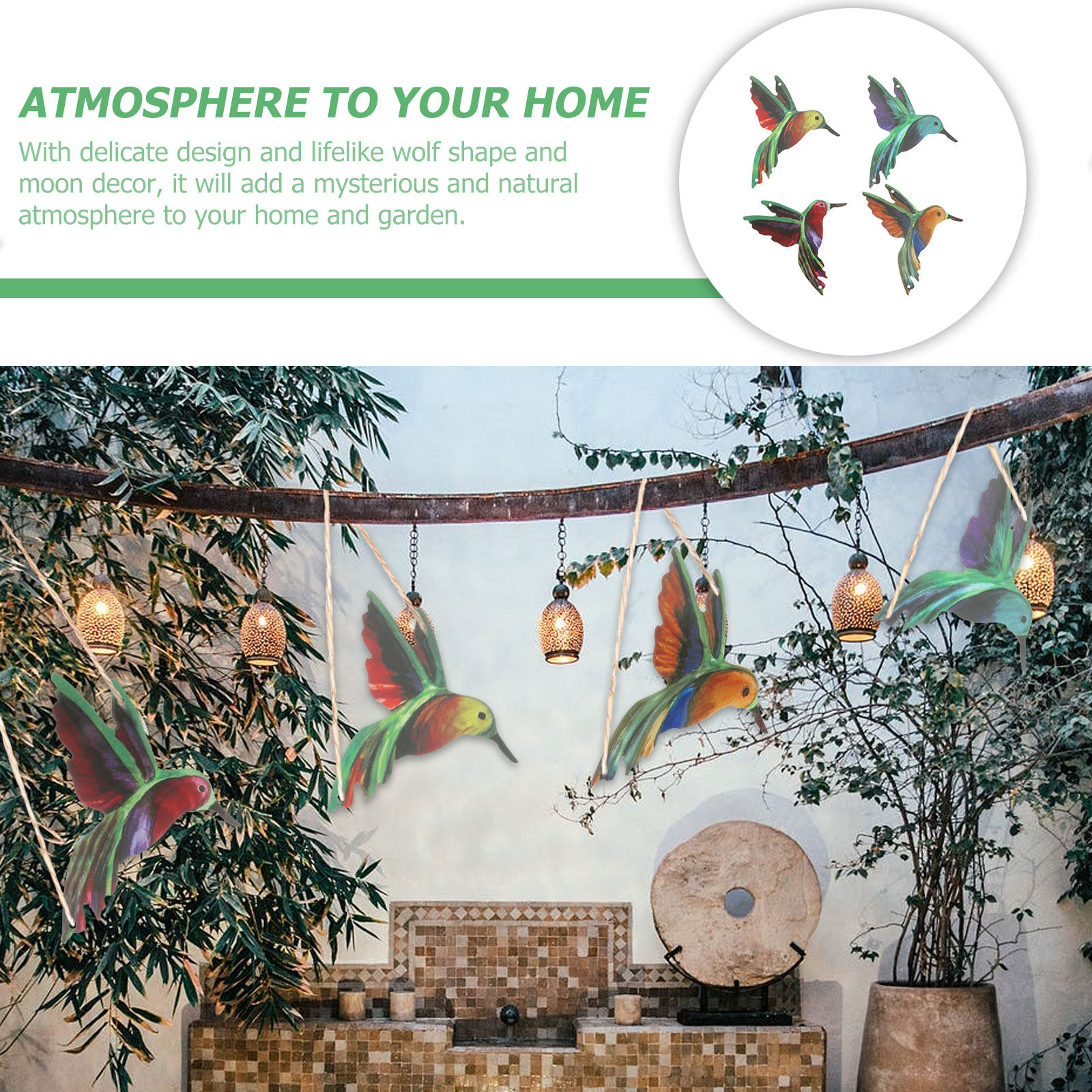 4pcs Iron Hummingbird Hanging  - Art Craft Display 评论和价格