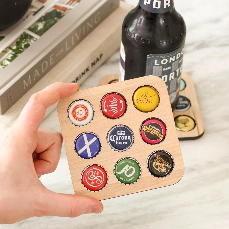 Wood Beer Cap Collector Coaste - Art Craft Display 评论和价格