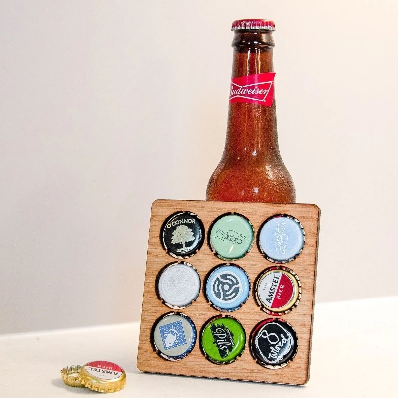 Wood Beer Cap Collector Coaste - Art Craft Display 评论和价格