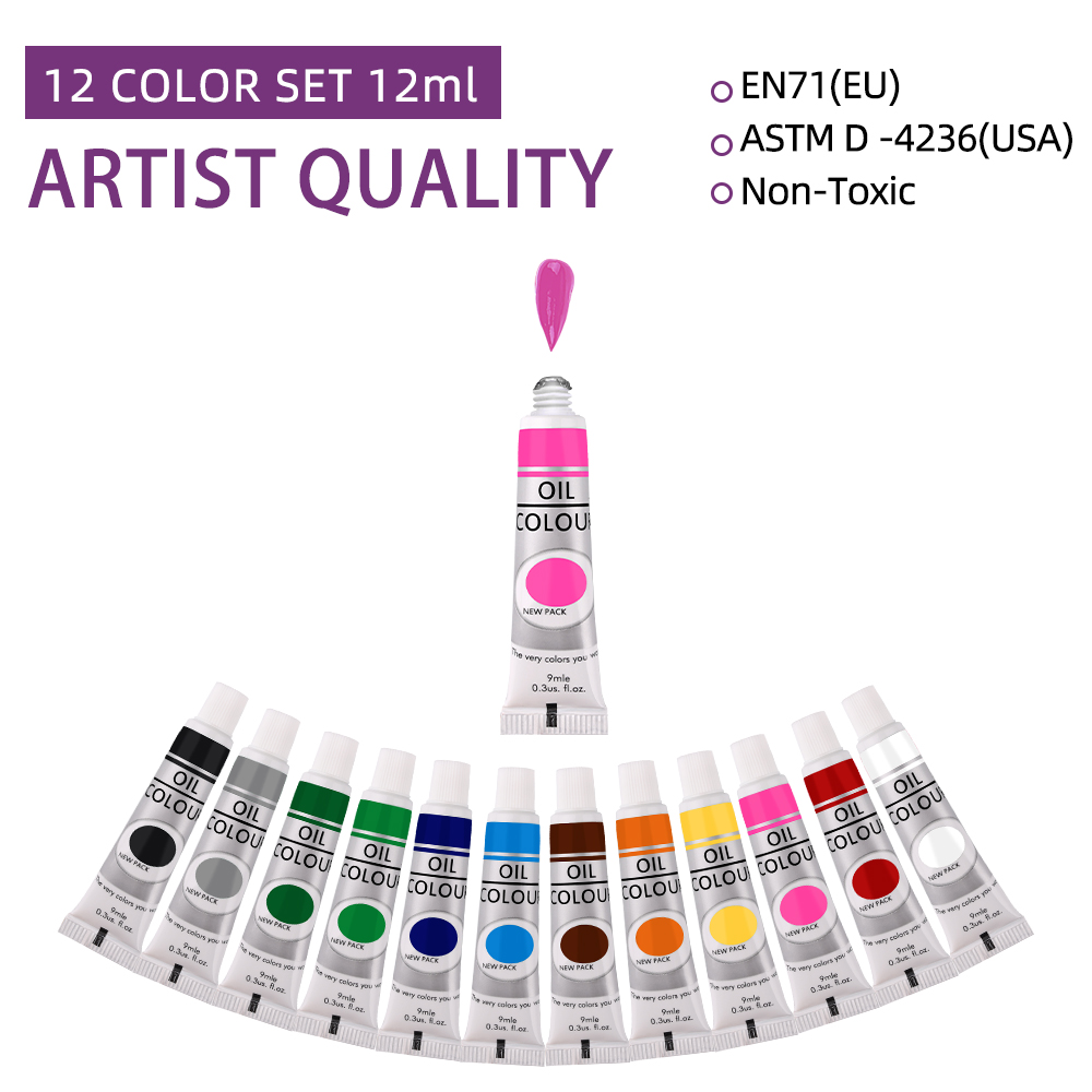 12 Color Oil Paints Set 9ml Tu - Art Craft 6 Year Old 评论和价格