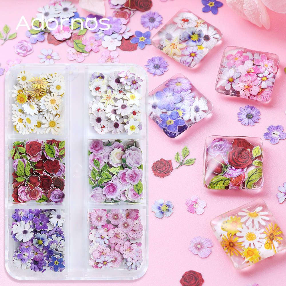 6 Grids Flowers Wood Pulp Chip - Art Craft Leaves 评论和价格
