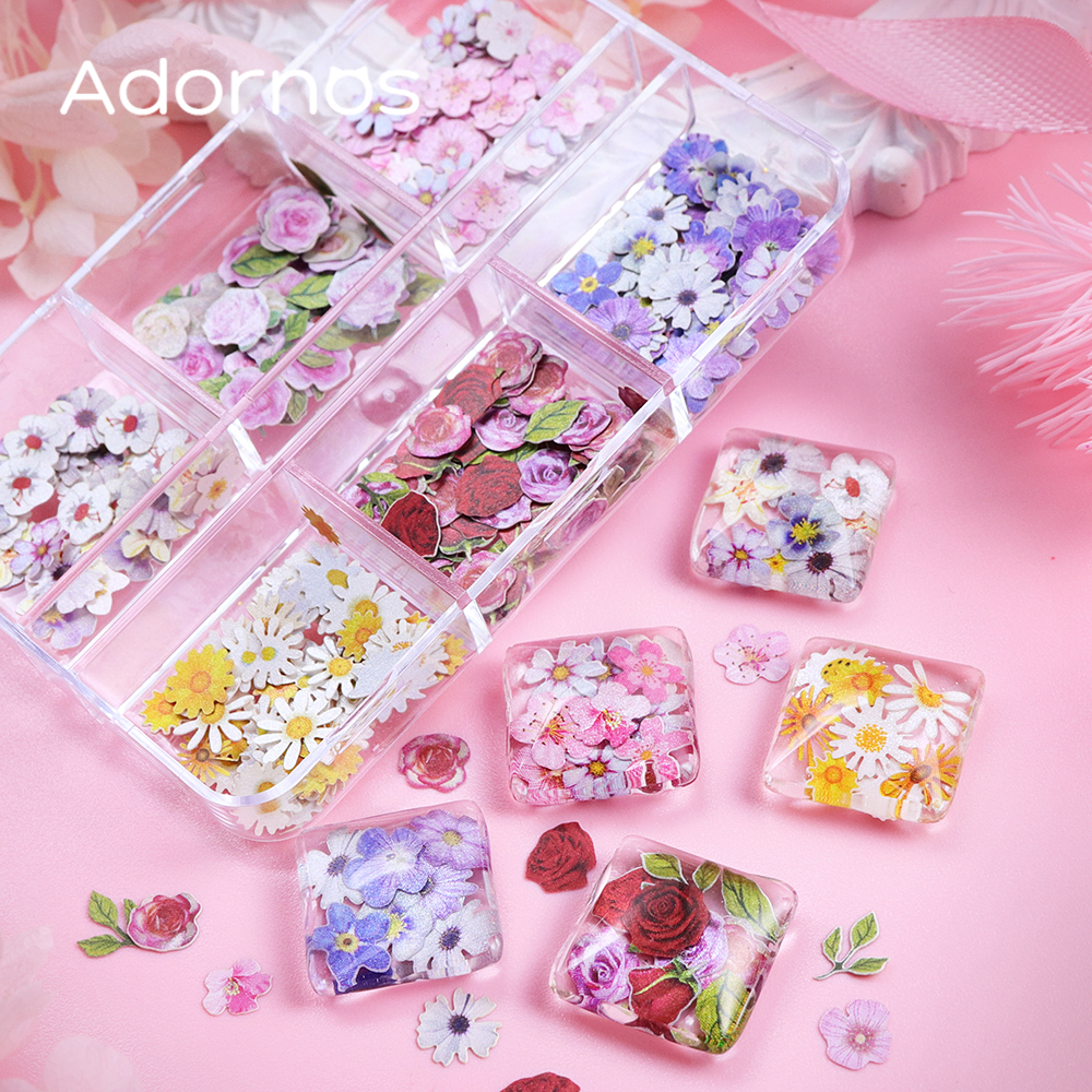 6 Grids Flowers Wood Pulp Chip - Art Craft Leaves 评论和价格