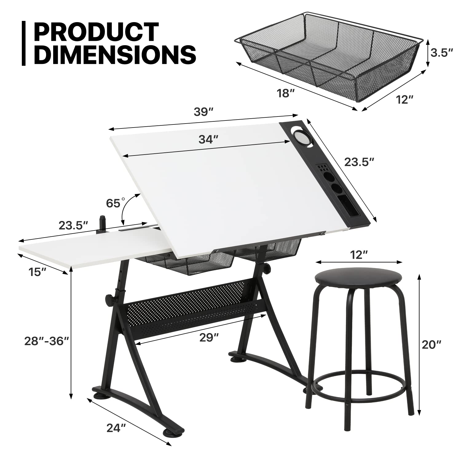Adjustable Drafting Desk with  - Art & Craft On Wild Animals For Preschoolers 评论和价格