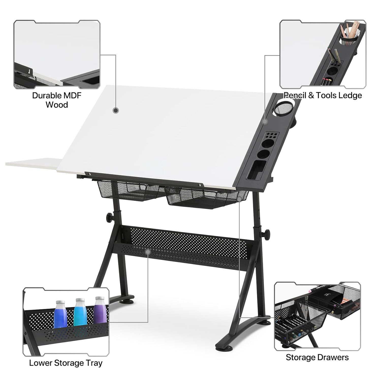 Adjustable Drafting Desk with  - Art & Craft On Wild Animals For Preschoolers 评论和价格