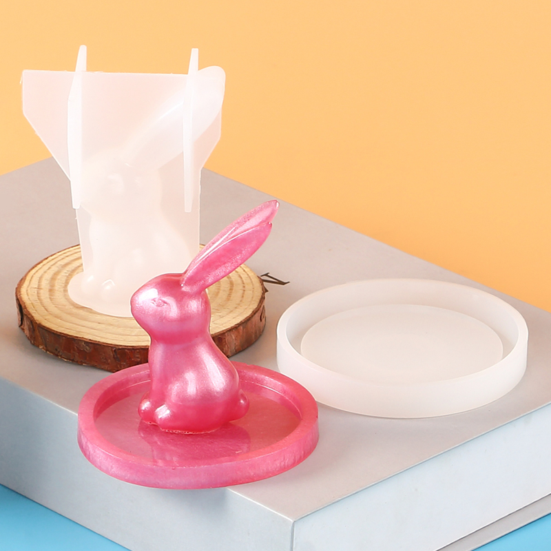 2Pcs 3D Bunny Ring Holder Sili - Art Craft Display 评论和价格