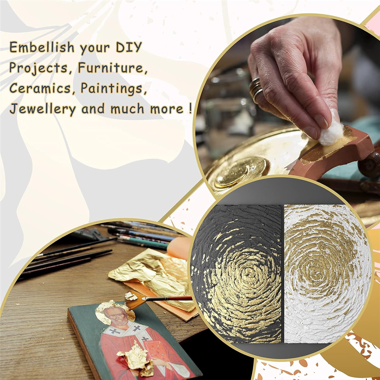 100 Gold Leaf Sheets 14x14 cm  - Art Craft Leaves 评论和价格