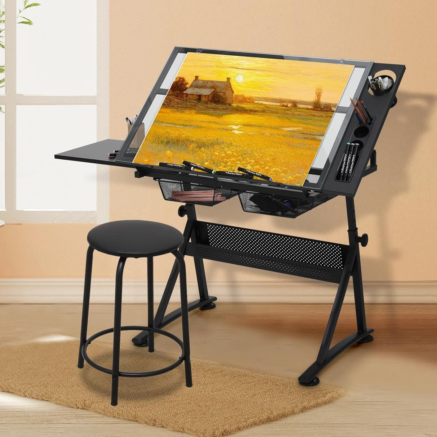 Drafting Table with Height Adj - Art & Craft On Wild Animals For Preschoolers 评论和价格