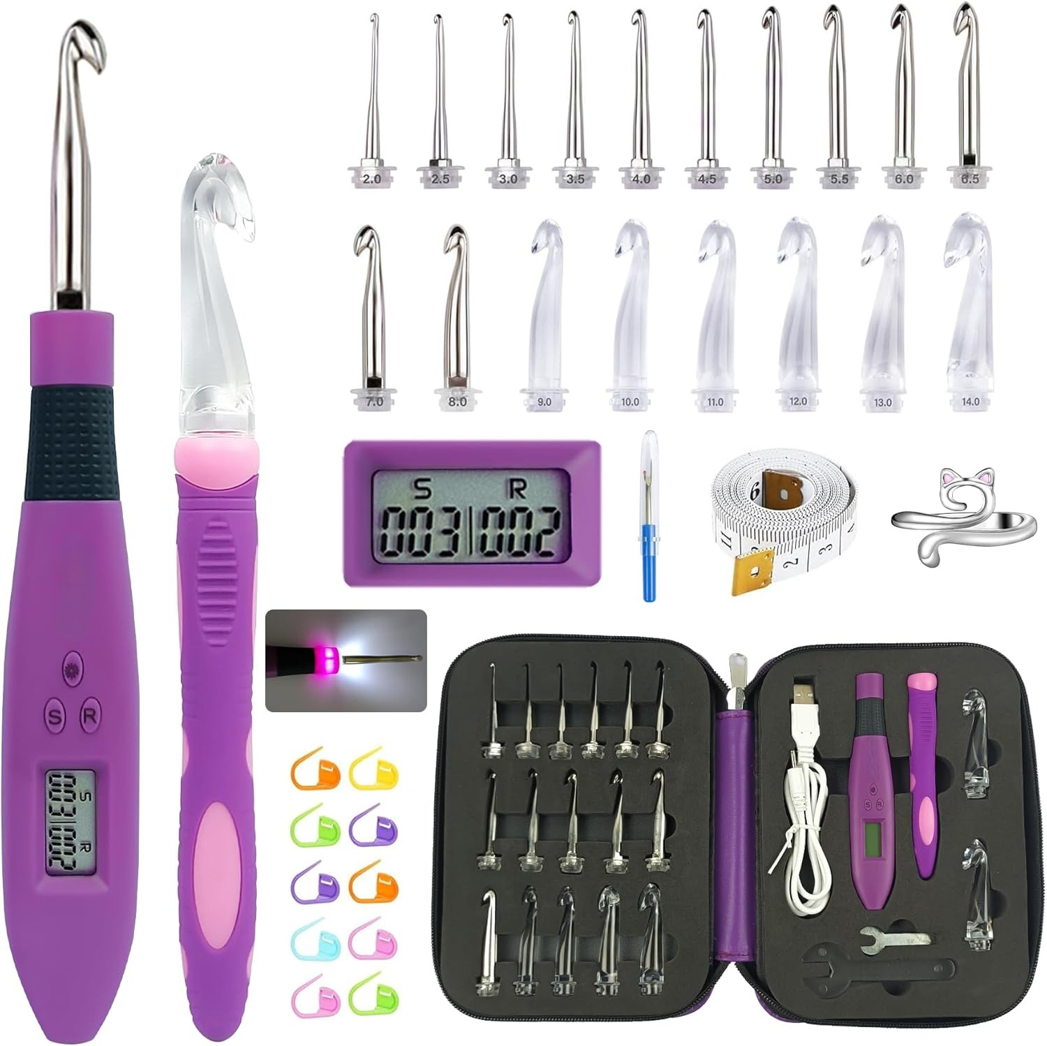 24 Sizes Crochet Hook Set with - Crochet Hook Set 评论和价格