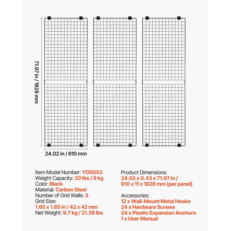 3 Packs Grid Wall Panels, 2 x  - Art Craft Show 评论和价格