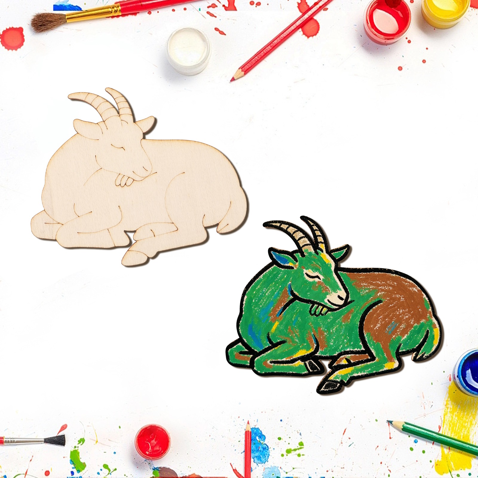 10pcs/set Unfinished Wood Shee - Art & Craft On Wild Animals For Preschoolers 评论和价格