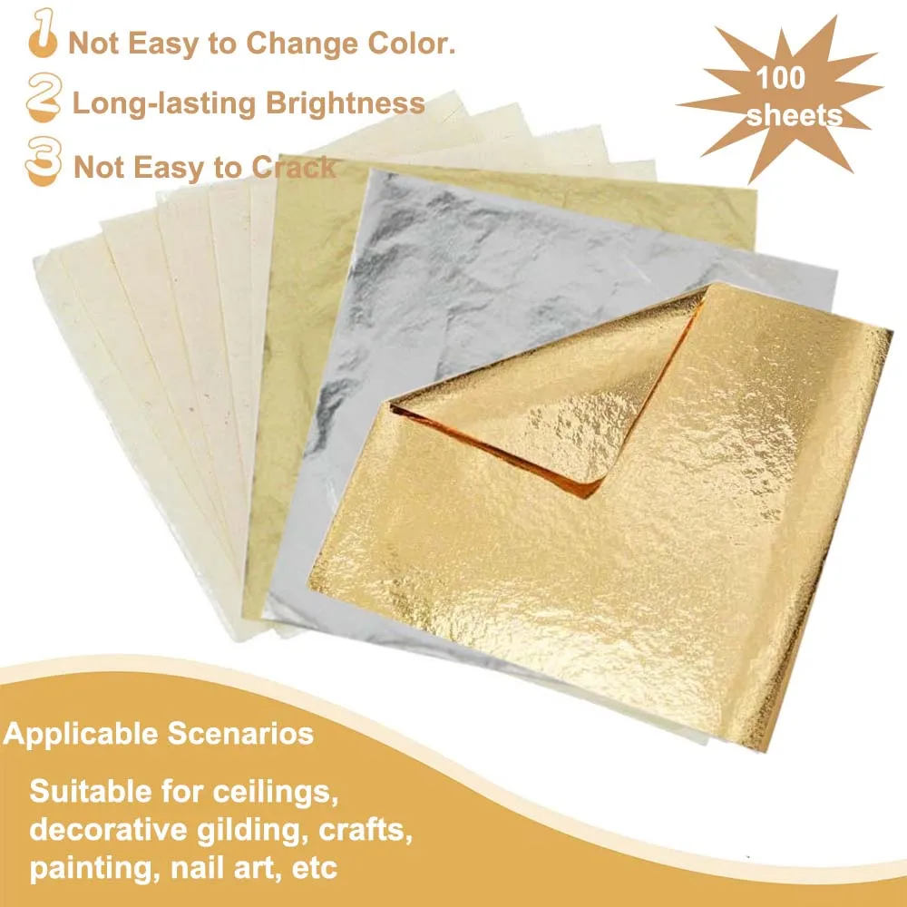 100Pc Colored Golds Leaf Sheet - Art Craft Leaves 评论和价格